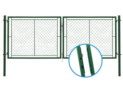 Brána IDEAL II. dvoukřídlá, 4037x1450mm, Zn+PVC, zelená PLOTY Sklad10 8595068447291 0-500 5